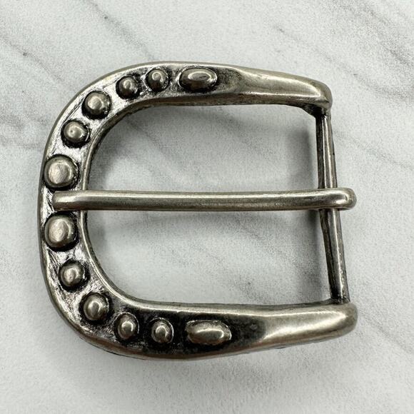 Studded Silver Tone Simple Basic Belt Buckle - Picture 1 of 9